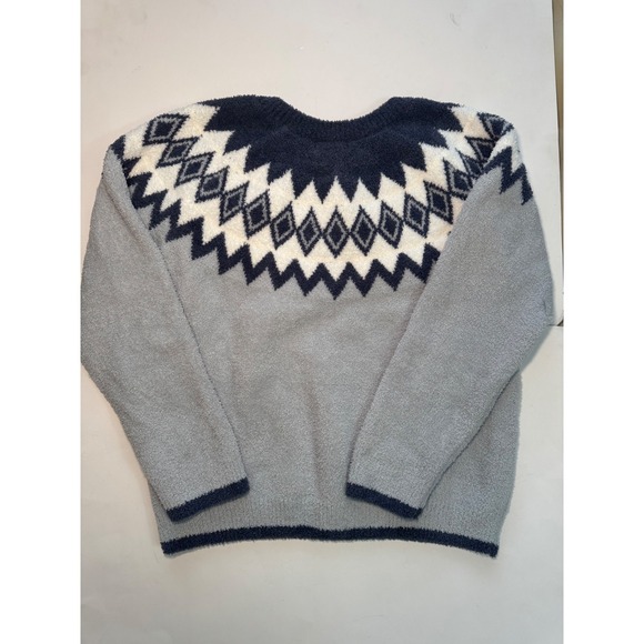 Barefoot Dreams CozyChic XL Fair Isle Knit Pullover Sweater Cozy Soft - Picture 5 of 8